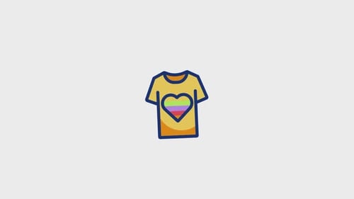 Animated Pride Rainbow Heart T-Shirt Flat Design Icon