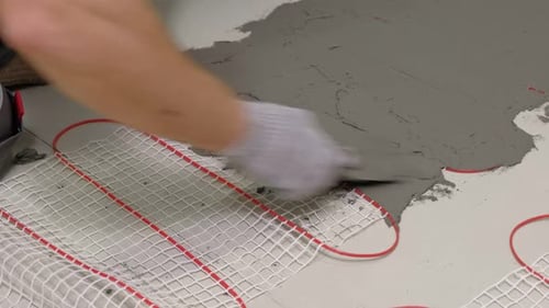 Electric Heating Mat Installing in the Tile Adhesive Underfloor Dual Core Fiberglass Mesh Mat Warm