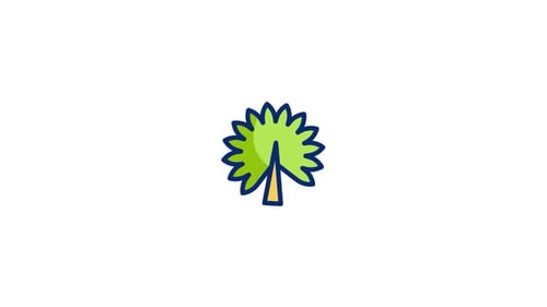 Flat Design Animated Tree Icon Reveal