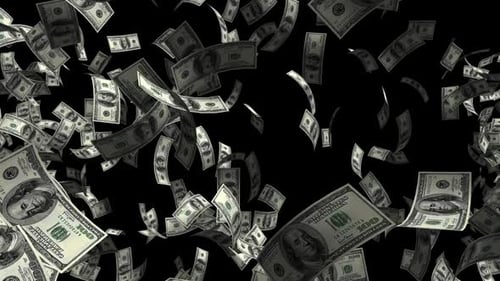 Falling hundred dollar bills