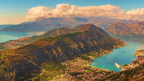 Breathtaking Aerial View of Lake and Mountain Landscape Scenery