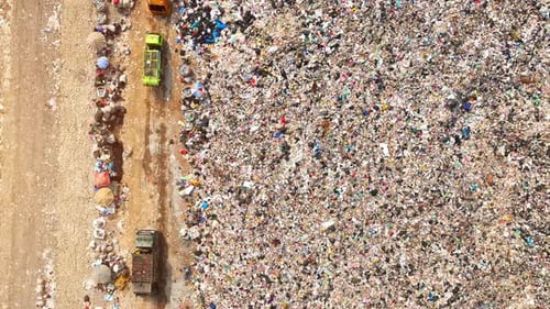 Garbage piles in landfills From an aerial view, Drone
