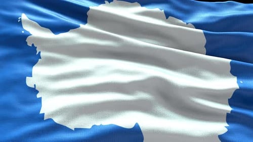 Realistic Antarctica Flag Waving Loop