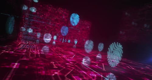 Fingerprint cyber id security and identity symbols loop cyber concept