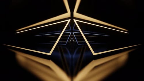 Lighting Blue And Yellow Neon Shapes Area Background Vj Loop In 4K