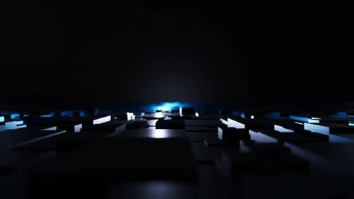 Futuristic Blue Glowing Cubes Abstract Technology Floor Loop