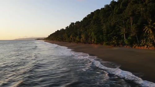 Flying away of the coastline in Osa Peninsula, Costa Rica