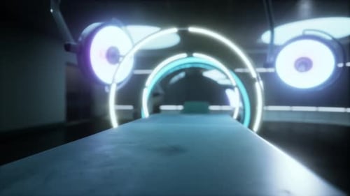 Futuristic Medical Scanner Room with Glowing Lights Animation
