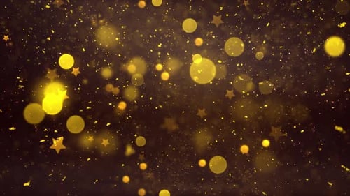 Golden Shimmering Bokeh and Star Particles Background