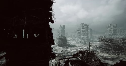 Post-Apocalyptic Ruined City Fly-Through Animation