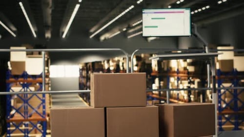Empty Warehouse with No People Visible on the Platform