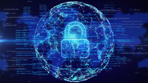 Global Digital Security Network Lock Animated Background