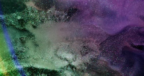 Shimmering Glittery Liquid Swirls in Abstract Motion