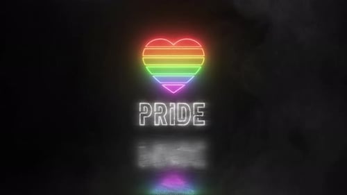 Heart shape with neon effect and pride message