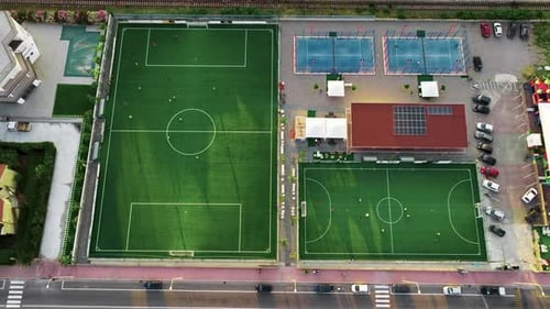Aerial View of Outdoor Soccer and Tennis Complex