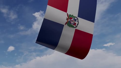 3D Drone Flying with Dominican Republic Flag Reveal