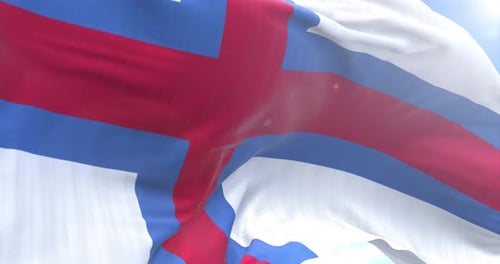 Faroe Islands Flag Waving Realistic Animation