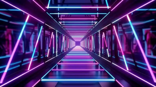Futuristic Neon Tunnel Motion Background