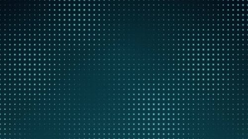 Teal glowing dot grid halftone pattern technology background loop