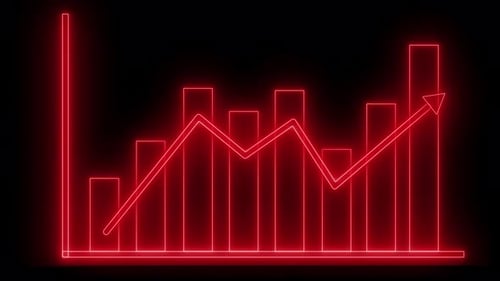 Neon Bar Chart with Upward Trend Line Animation