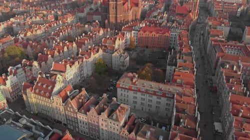 A Bird's Eye View of Gdansk, Poland's Vibrant Red Rooftops