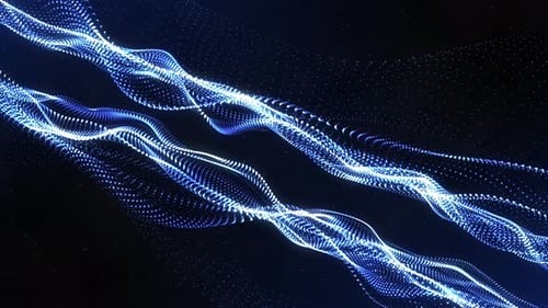 Futuristic Blue Particle Wave Lines Digital Abstract Background