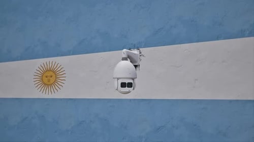 Argentina Flag Wall with Panning Security Camera