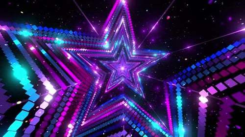 Vibrant Glowing Star Tunnel Abstract Animation Background