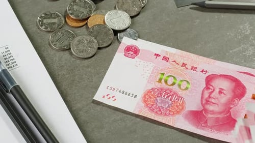 Detailed Close Up of 100 Yuan the Chinese Currency 100 Renminbi the Highest Denomination of China's