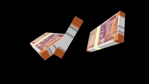 Animated Flying Indian Rupee Money Stacks