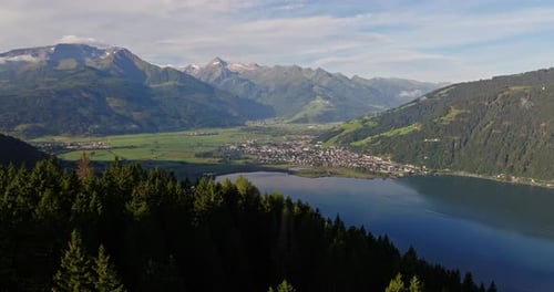 Aerial Shot Of Picturesque Austrian Town