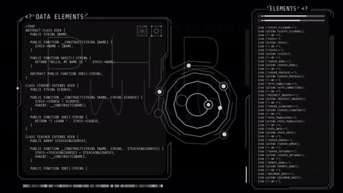 Animation of the Coding in Windows HUD Interface
