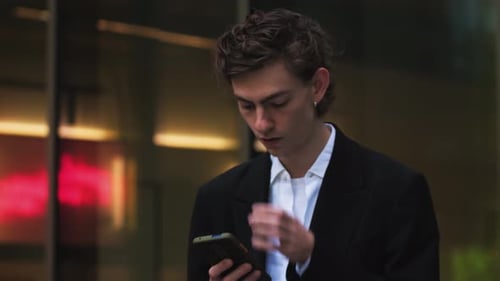 Close Up Caucasian Young Man Mad Unhappy Businessman Feeling Annoyed with Using Broken Smart Phone
