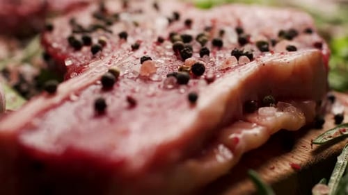 Raw Meat with Pepper and Salt, Ready to Cook
