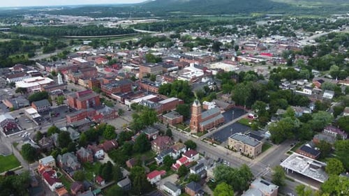 Chillicothe, Ohio, downtown and North side of downtown, aerial drone.