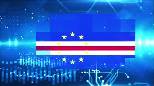 Cape Verde Flag on Economic Graph Background