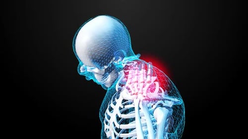 Man view from back, back arm pain