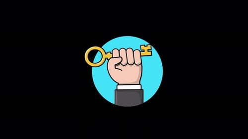 Hand Holding Key. Key Person Concept Animation Video - Transparent