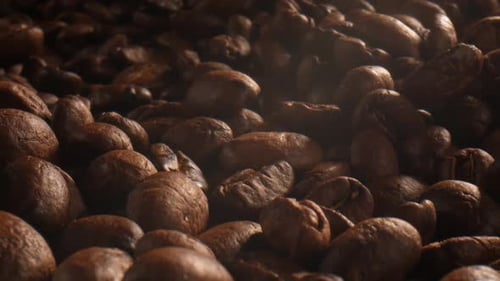 Roasted Coffee Beans Close Up Panning Shot