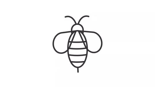 Minimalist Animated Bee Line Art Icon