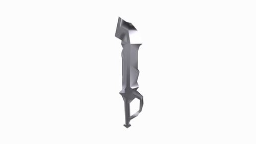 Stylized 3D Geometric Sword Weapon Rotating Animation