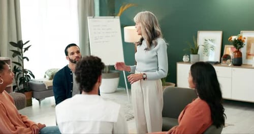 Adults in Group Therapy Session in Bright Living Room