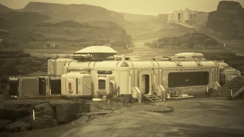 Futuristische Raumstation in der Wüste gebaut