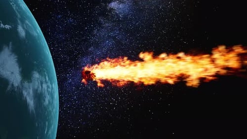 Fiery Meteoroid Impacting Planet from Deep Space