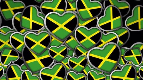 Animated Jamaican Flag Hearts Looping Background