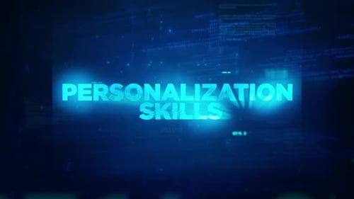 Glowing Blue Digital Tech Text Reveal with Glitch Effects