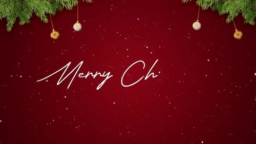 Merry Christmas Handwritten Text Animation with Festive Decorations