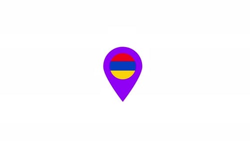 Bouncing Map Pin Icon with Armenia Flag