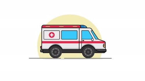 Animated Flat Design Ambulance Driving Loop