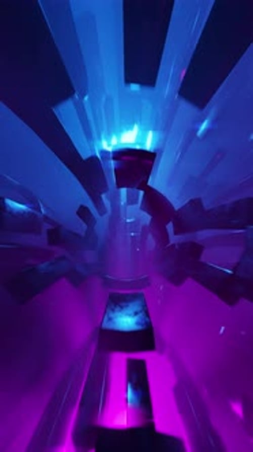 Bright Glowing Neon Lights Along Endless Tunnel Loop Animation 3d